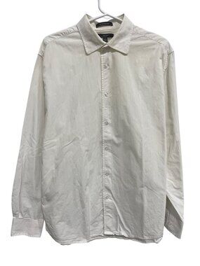 Cezani Shirt Large Striped Button Up Long Sleeve White Cotton Career Corporate